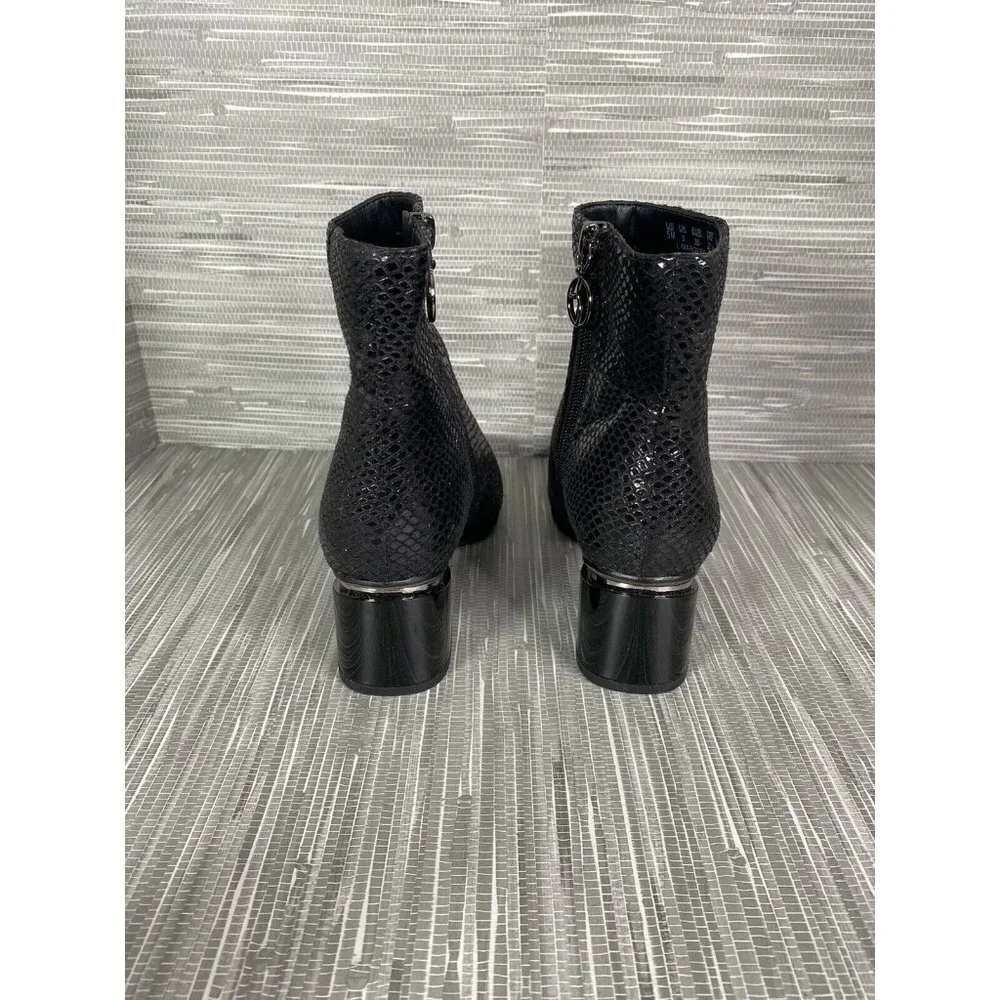 Franco Sarto Womens L-Marquee Ankle Boots Snake Skin Leather‎ Side Zip Size 5M